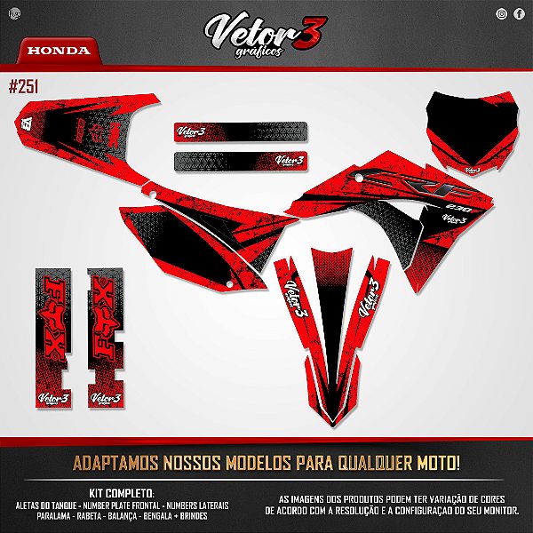 Kit Adesivos Gráficos Moto Crf 230 Completo Crf230 Mod