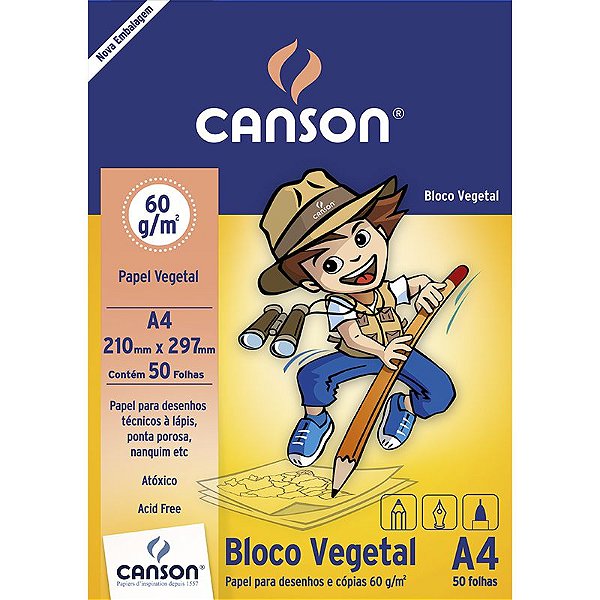 Bloco Papel Vegetal Canson A4 60G 50F