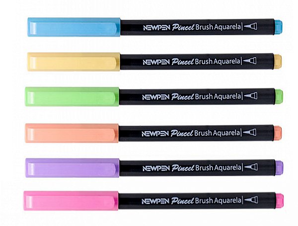 Caneta Pincel Brush Aquarela Newpen - Cores Pasteis