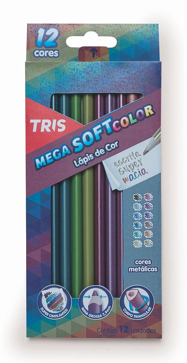 Lápis De Cor TRIS Mega Soft Color - Tons Metálicos