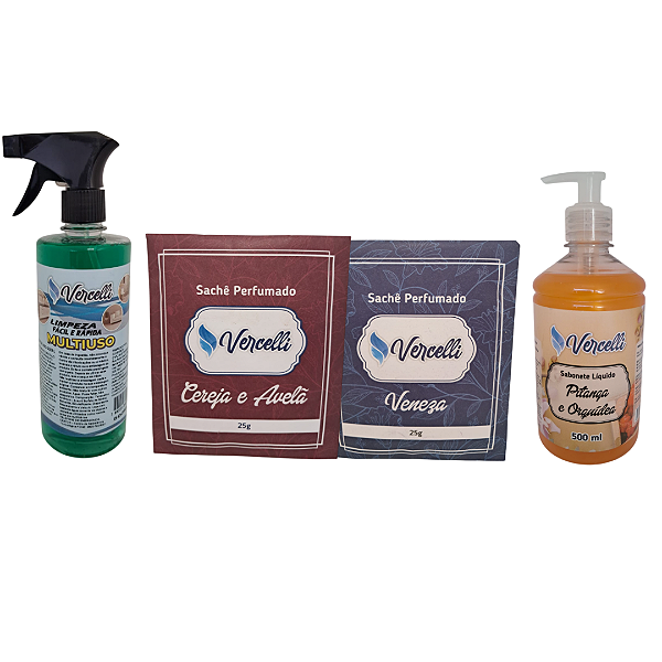 Combo - 1 Sabonete Pitanga e Orquídea + 2 Sachê Perfumado Veneza e Cereja e Avelã + 1 Multiuso
