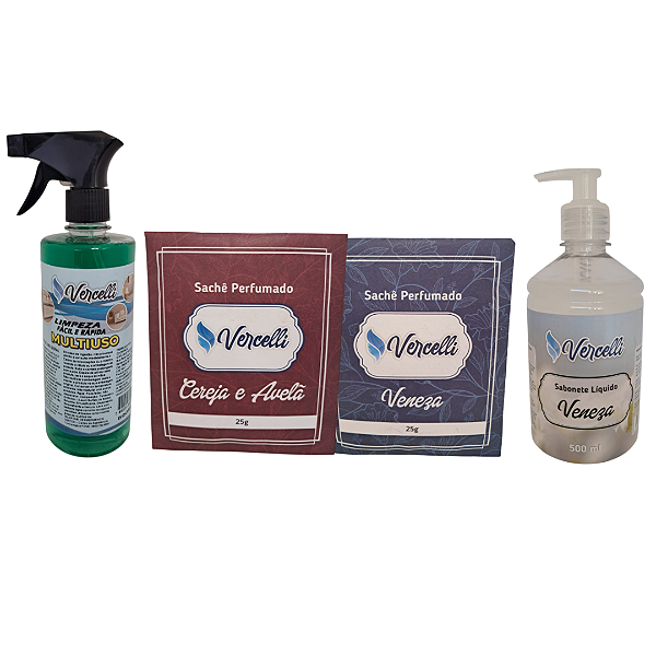 Combo - 1 Sabonete Pitanga e Veneza + 2 Sachê Perfumado Veneza e Cereja e Avelã + 1 Multiuso