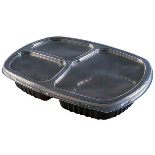 G 330 Preta Bandeja Refeição 3 Divisórias 1150ml