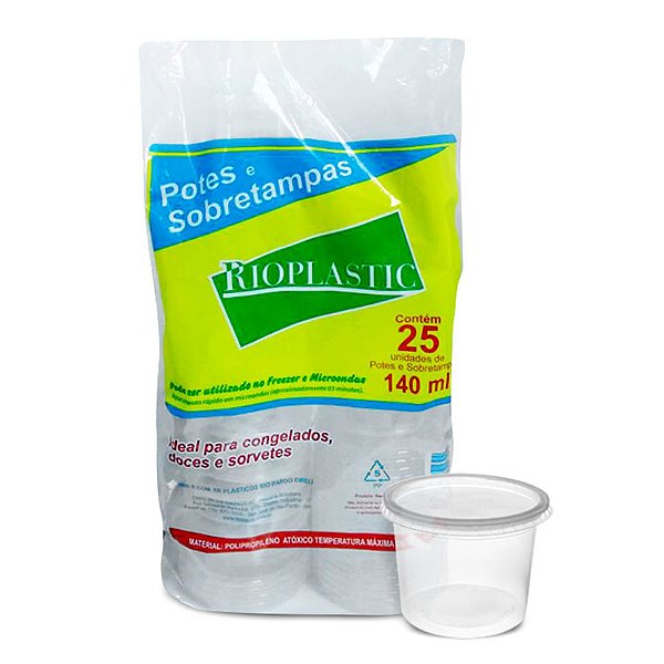 Kit  Pote Redondo com Tampa 140ml C/25