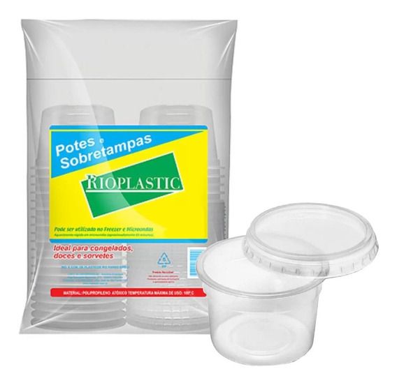 Kit  Pote Redondo com Tampa 200ml C/25