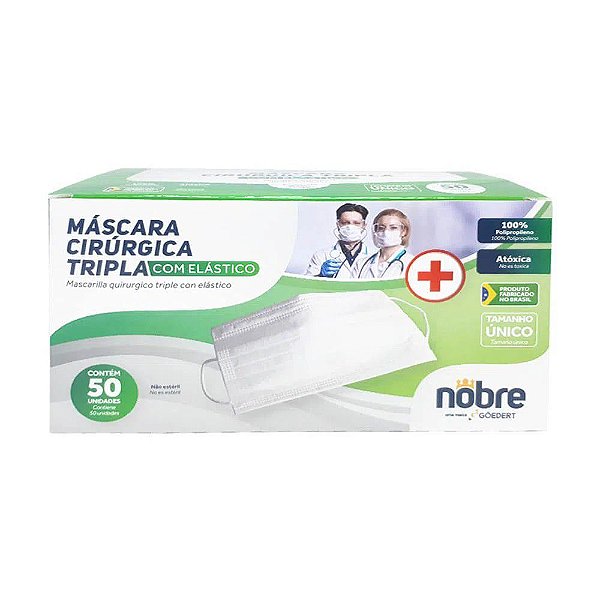 NOBRE MASCARA CIRUGICA TRIPLA C/ELASTICO  c/50
