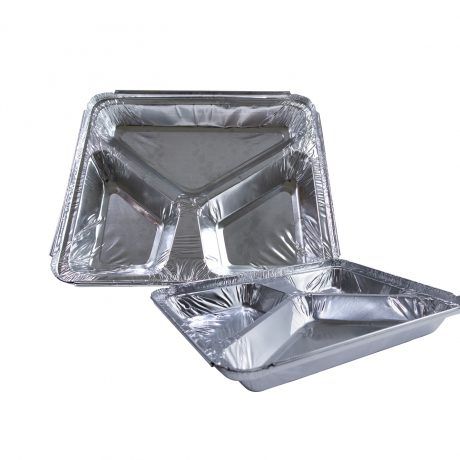 Bandeja Alumino 3 Divisórias c/ Tampa 900ml - Pra Viagem Cx c/100