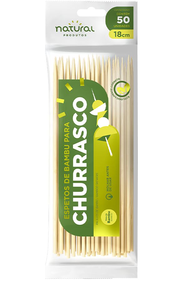 Espeto De Bambu Para Churrasco 18cm