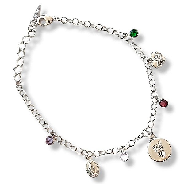 Pulseira Fé com zircônias coloridas