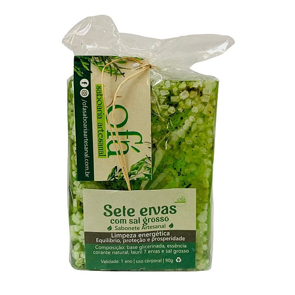 Sabonete Artesanal 90g - Sete ervas com Sal Grosso