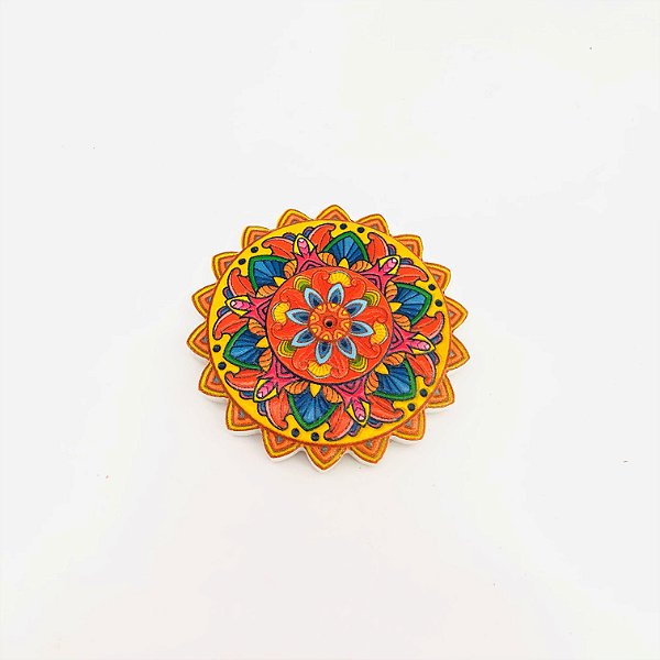 Incensário Flor de Mandala Lótus Amarelo/Azul;Vermelho - Resina