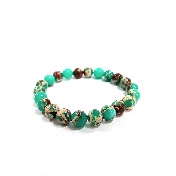 Pulseira Bola Pedra Jaspe Imperial Verde