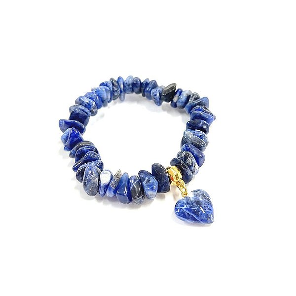 Pedra Pulseira Sodalita Coração