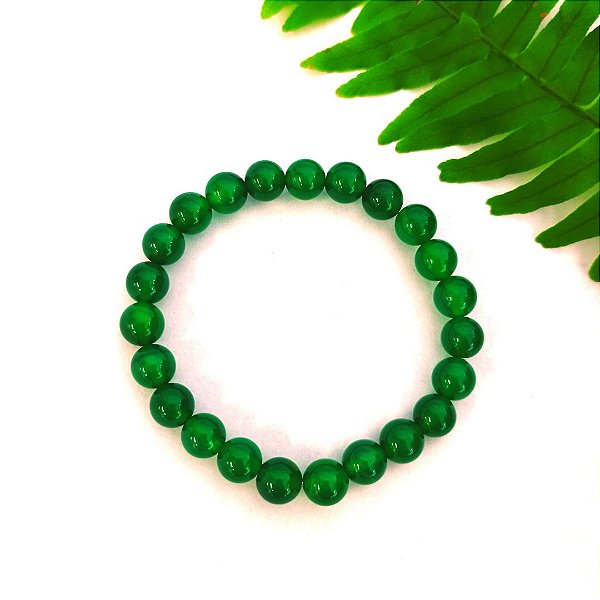 Pulseira Bola Pedra Ágata Verde