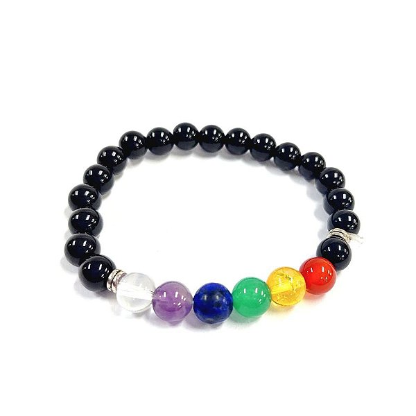 Pulseira Pedra Obsidiana 7 Chakras