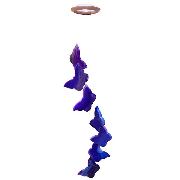 Sino dos Ventos/Mobile Pedra Ágata Borboleta M - Roxa