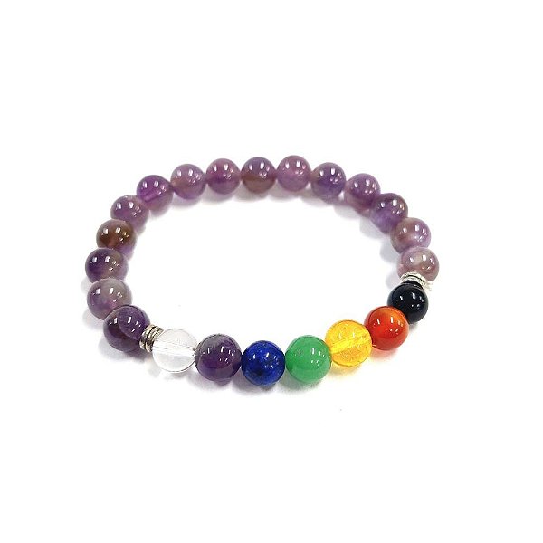 Pulseira Pedra Ametista 7 Chakras