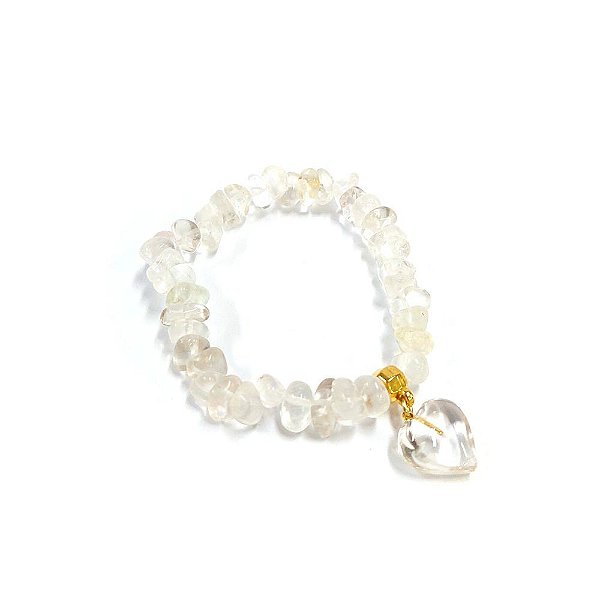 Pedra Pulseira Cristal Transparente Coração