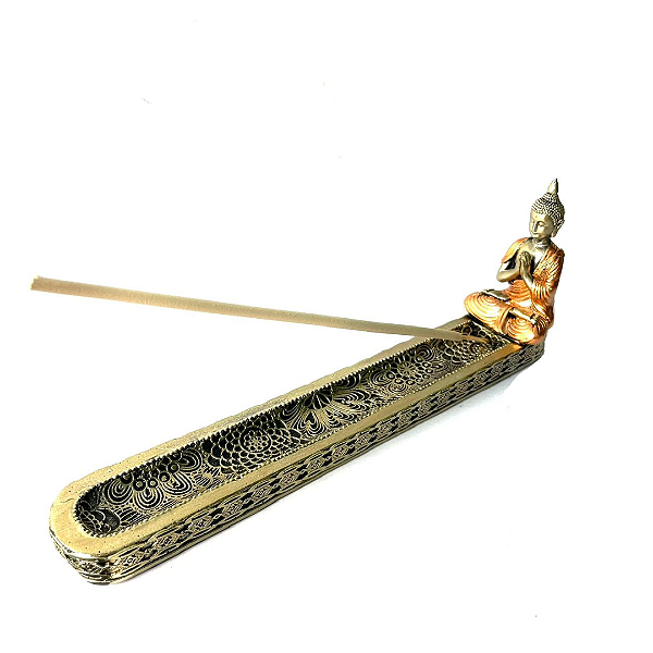 Incensário em Resina Buda com Roupa Rose