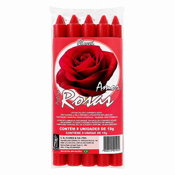 Vela Flovel Perfumada Palito - Rosas 15cm