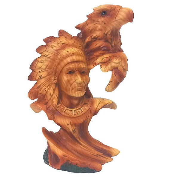 Estátua Índio com Águia 19 cm