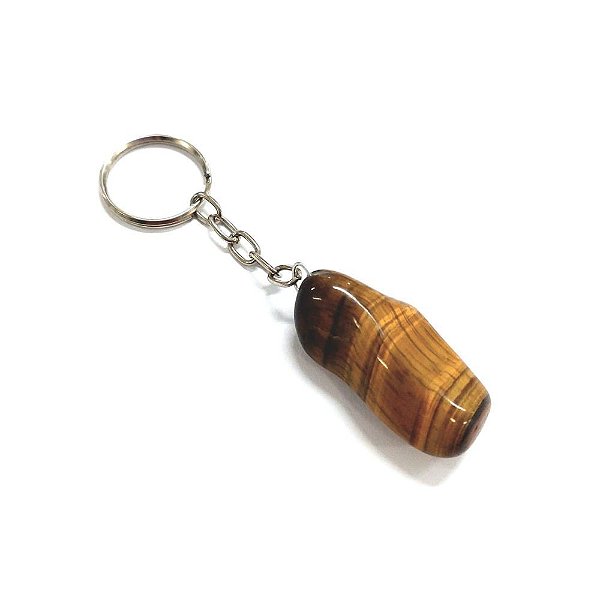 Chaveiro Pedra Rolada Simples Olho de Tigre
