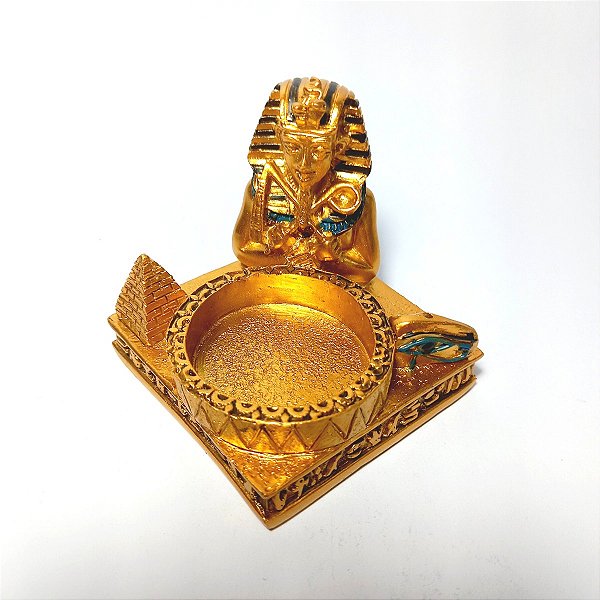 Porta Vela/Incensário Escuro Tutancâmon em Resina 8cm