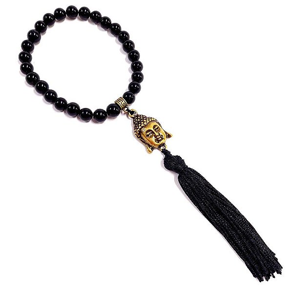 Mini Japamala Com Buda 27 contas - Obsidiana