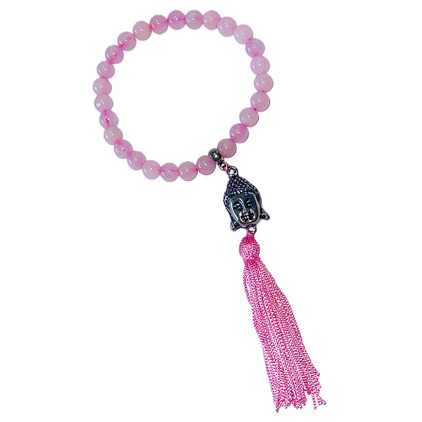 Mini Japamala Com Buda Modelo Variado 27 contas - Quartzo Rosa