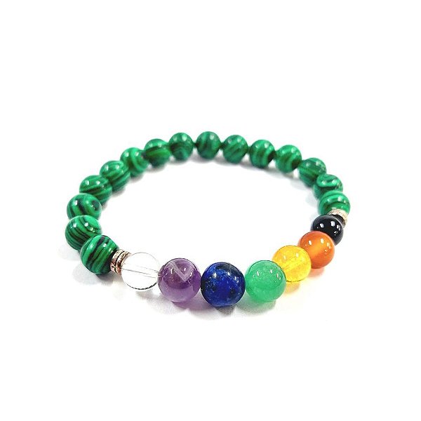 Pulseira Pedra Malaquita 7 Chakras
