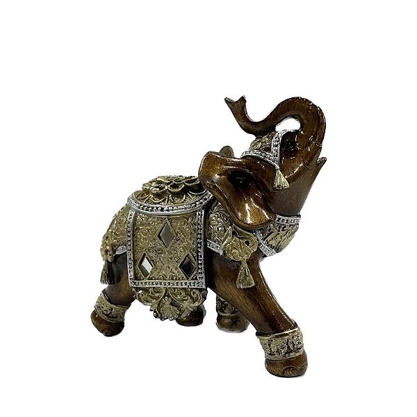 Estátua Elefante em Resina Dourado - 13 Cm