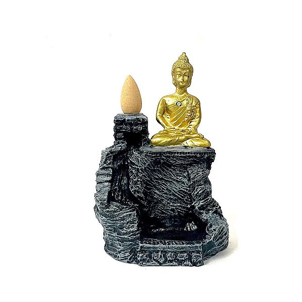 Incensário Cascata Resina Buda Tibetano