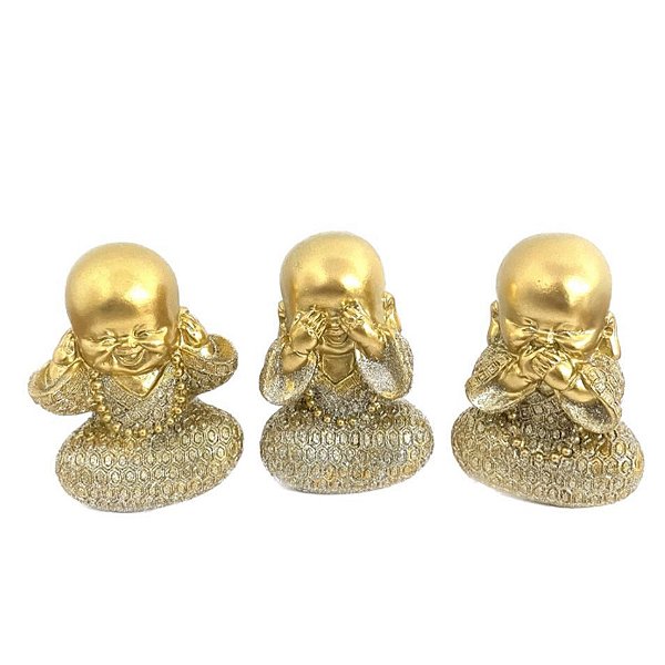 Estátua Trio de Budas Não Falo/Vejo/Escuto - 9 cm
