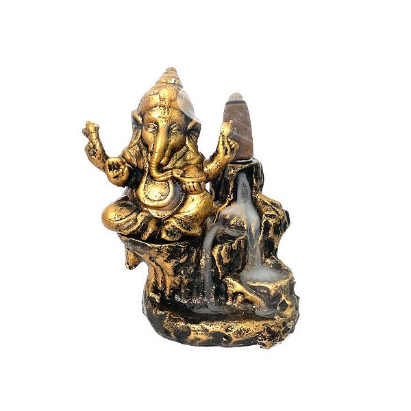 Incensário Cascata Dourado - Ganesha