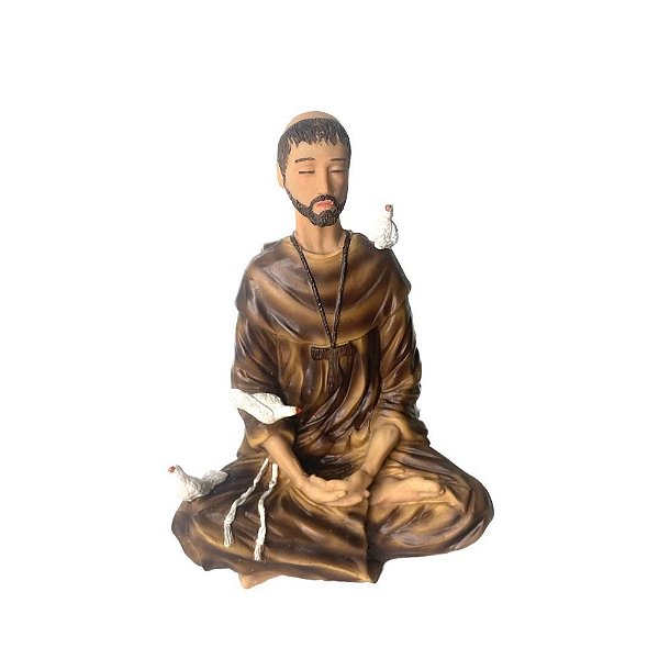 Estátua em Resina São Francisco Meditando 19 cm