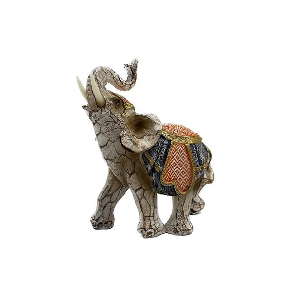 Estátua Elefante em Resina Roupa Colorida - 13cm