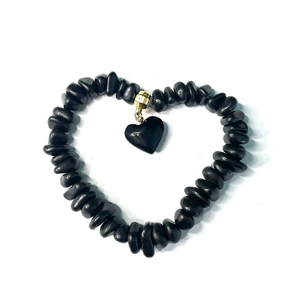 Pedra Pulseira Ônix Coração