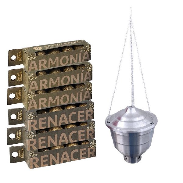 Kit Promocional Sagrada Madre 6 Bombinhas de Defumação + Turíbulo 19cm