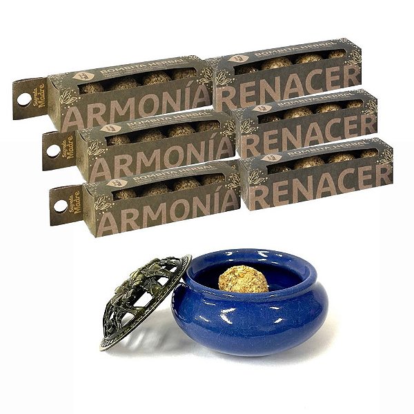 Kit Promocional Sagrada Madre 6 Bombinhas de Defumação + Turíbulo Azul