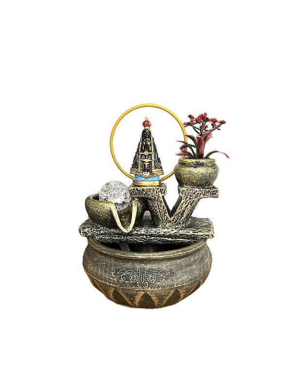 Fonte de Água Resina Nossa Senhora Aparecida Tronco C- 21 cm
