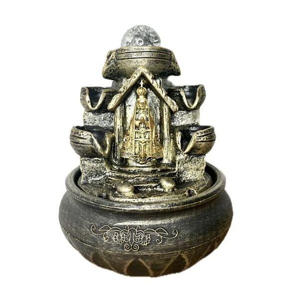 Fonte de Água Resina Nossa Senhora Aparecida na Capela - 21 cm