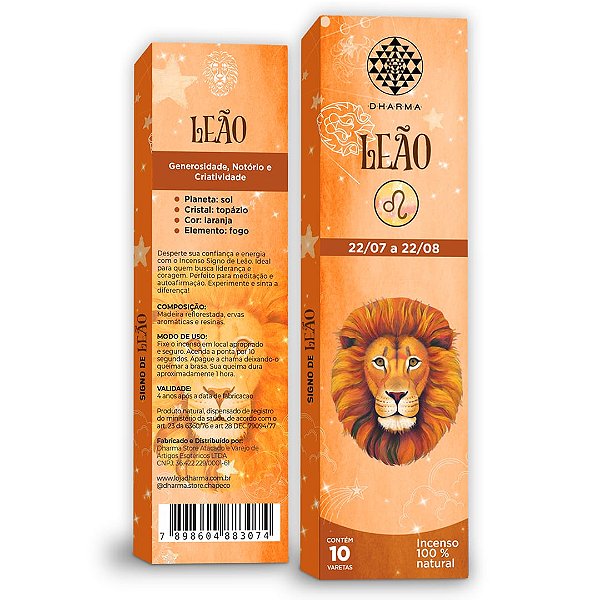 Incenso Natural Dharma Signo de Leão
