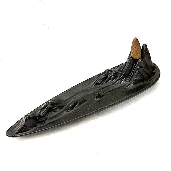 Incensário Cascata Porcelana Montanha - Preto