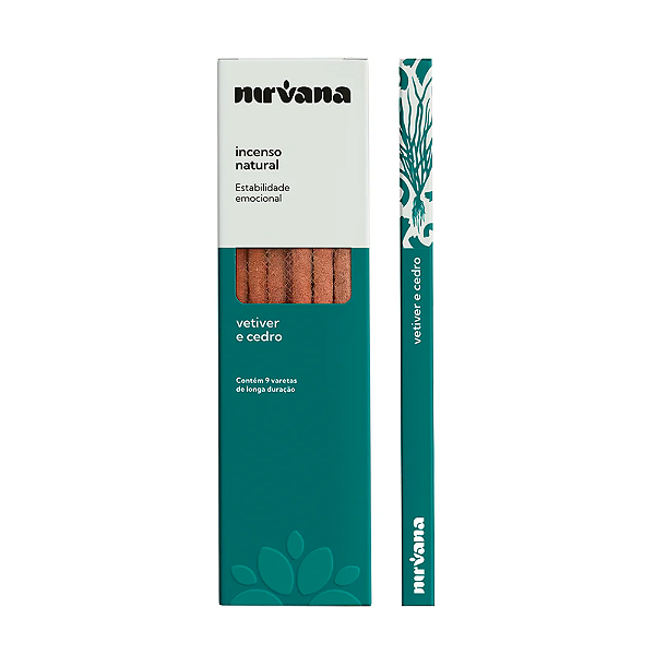 Incenso Nirvana Natural Vareta - Vetiver e Cedro