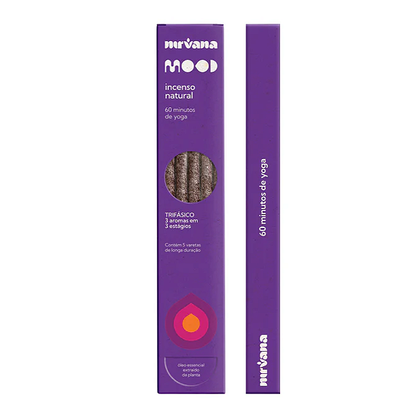 Incenso Nirvana Natural Vareta Mood Trifásico - 60 Minutos de Yoga