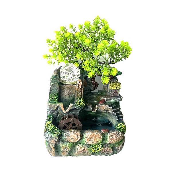 Fonte de Água em Resina Natureza com Árvores - M