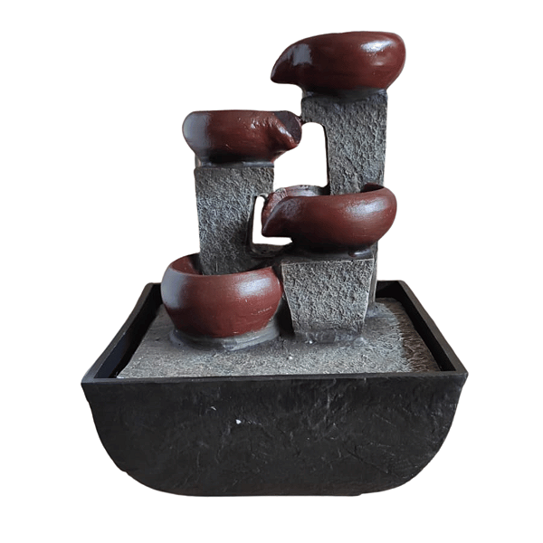 Fonte de Agua Decorativa Cascata 4 Quedas Marrom - P