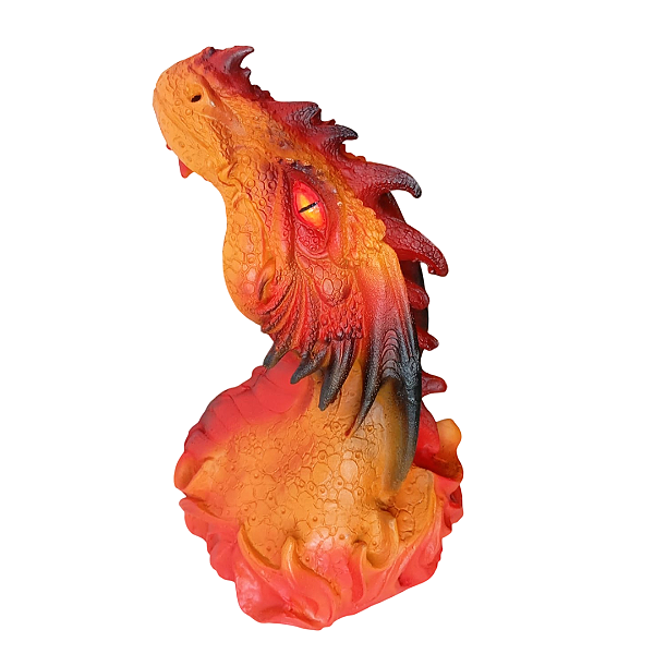 Incensário Cabeça de Dragão Vertical Vermelho em Resina - 31cm