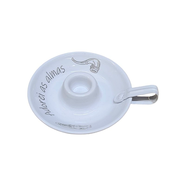 Castiçal Porta Vela Orixá 1 Vela - Preto Velho Branco (Adorei as almas)