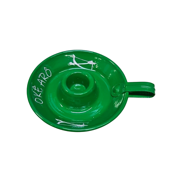 Castiçal Porta Vela Orixá 1 Vela - Oxossi Verde (Okê Arô)